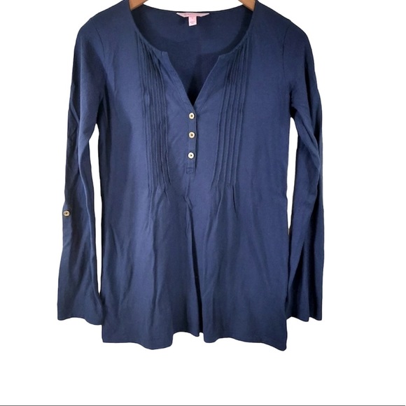 Lilly Pulitzer cotton navy Dorothy top - Picture 5 of 10